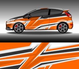 Car wrap decal livery design vector, rally race car vehicle sticker and tinting.