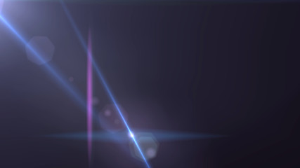 Isolated blue and purple lens flare. Magical lights, glare, shiny bokeh, glitter ray. Shine or blue, purple sun effect on black screen with dust, lens dirty.