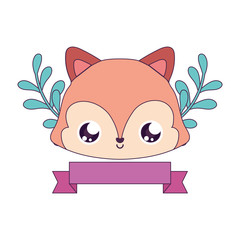 Kawaii squirrel cartoon with leaves wreath vector design