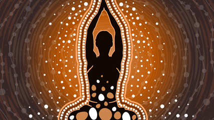 Meditation background vector, Illustration based on aboriginal style of dot background