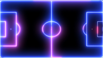 Neon soccer area. football stadium with neon, shiny lights. 