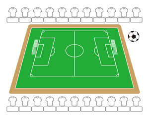 サッカー場とサッカーボール ベクターイラスト