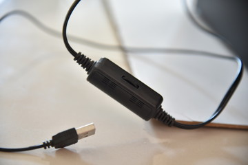 black usb cable isolated on white background