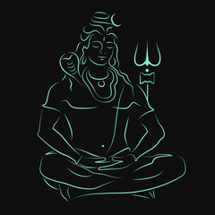 Lord Shiva, Hindu God, Vector Illustration, ESP.