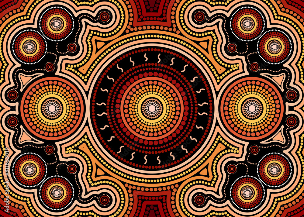 Wall mural aboriginal dot art vector background