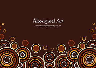 Aboriginal dot art vector banner with text.