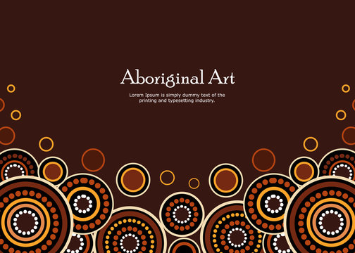 Aboriginal Dot Art Vector Banner With Text.