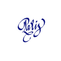 Obraz premium Paris, a word written calligraphic. For postcard, banner, poster, logo. vector