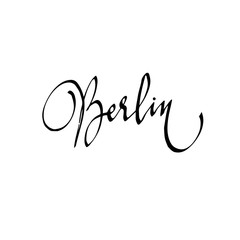 hand-written calligraphic inscription Berlin. For postcard, banner, poster, print. vector