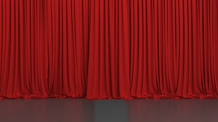 Theater stage red curtains. 3d render. Theatre