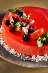 mousse cake with fresh berries