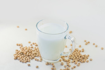 Fototapeta na wymiar Soy and soy milk on a white background.