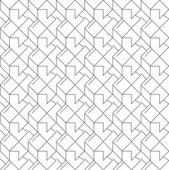 Pattern with thin straight lines and geometric shapes. Abstract linear stylish texture. Monochrome modern background.  Simple lattice graphic design