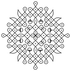 Traditional Indian folk art - known as rangoli, kolam, alpona for diwali,onam, vector design