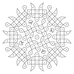 Traditional Indian folk art - known as rangoli, kolam, alpona for diwali,onam, vector design