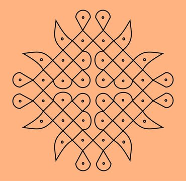 Traditional Indian folk art - known as rangoli, kolam, alpona for diwali,onam, vector design