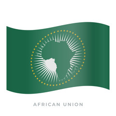 African Union waving flag vector icon. Vector illustration isolated on white.