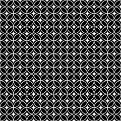 Line art circles seamless pattern. Black and white vector tileable background.