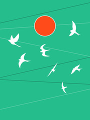 Swallows against the sky