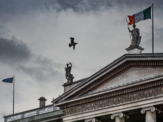 Fototapeta premium Dublin Post Head Office in a winter day against a gray, cloudy sky.
