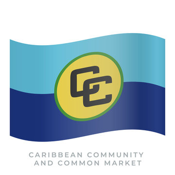 Caribbean Community and Common Market waving flag vector icon. Vector illustration isolated on white.
