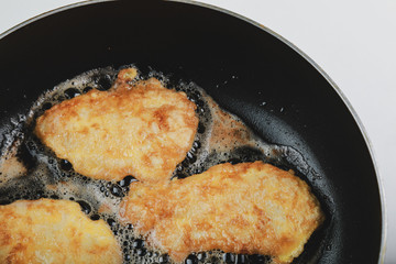 hot fried chicken chop with a golden crust breaded