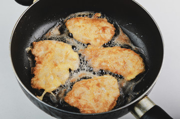 hot fried chicken chop with a golden crust breaded