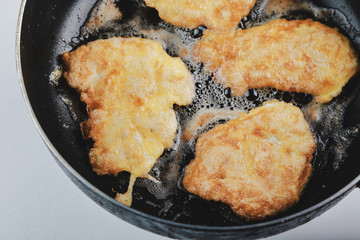 hot fried chicken chop with a golden crust breaded