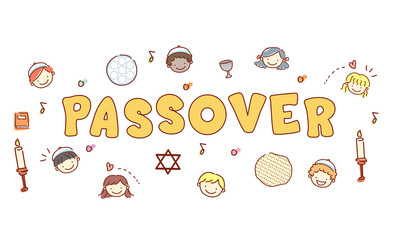 Stickman Kids Passover Lettering Illustration