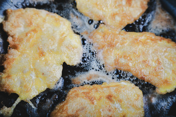 hot fried chicken chop with a golden crust breaded