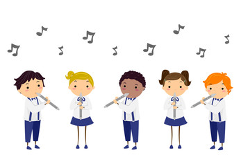 Stickman Kids Performance Flute Illustration