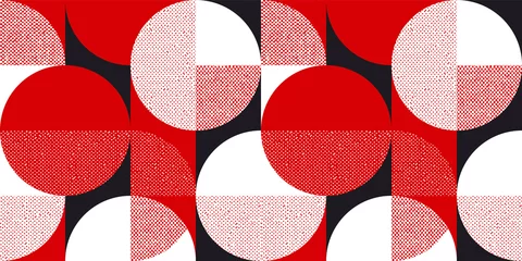 Foto op Plexiglas Retro stijl Rood en zwart bauhaus-stijl naadloos patroon
