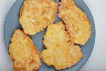 hot fried chicken chop with a golden crust breaded