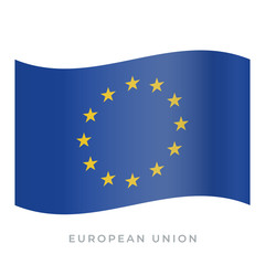 European Union waving flag vector icon. Vector illustration isolated on white.