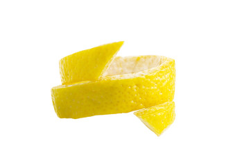 round lemon peel isolated on a white background