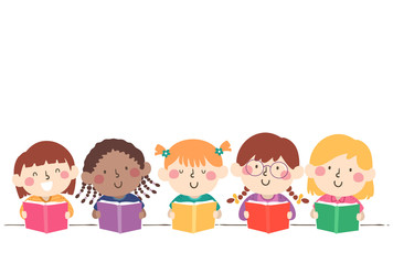 Fototapeta premium Kids Girls Book Illustration