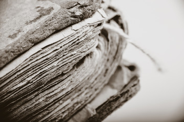 a ragged old rare book with many pages