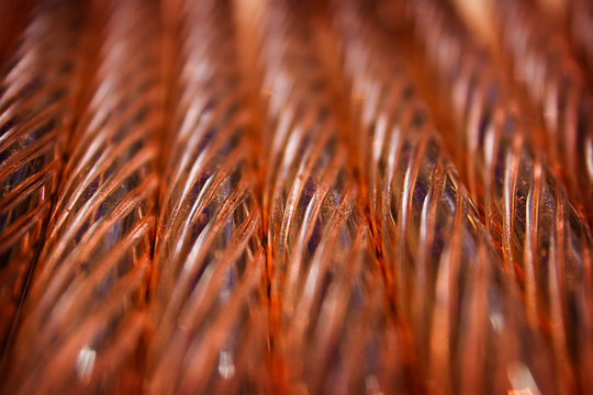 close-up horizontaimage with shallow depth of field copper wire background