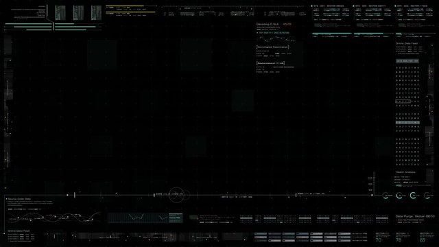 Futuristic motion graphic user interface head up display screen blank template with digital data telemetry information display for graphic overlay