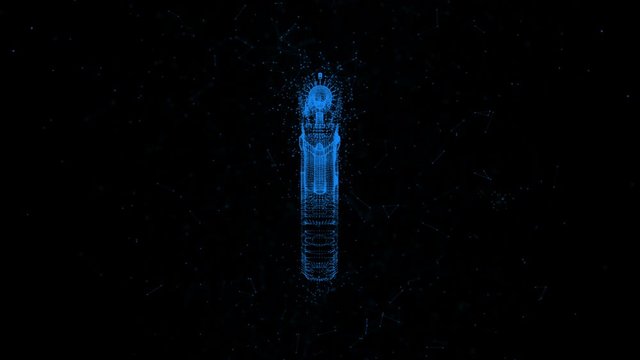 Digital Blueprint of the Gun. Digital Computer Scan of a Gun.