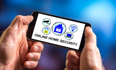Online home security concept on a smartphone