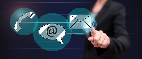 Woman touching a contact concept