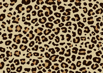 Leopard pattern design. Animal print seamless pattern, vector illustration background. Fur animal skin fashion textile, surface design