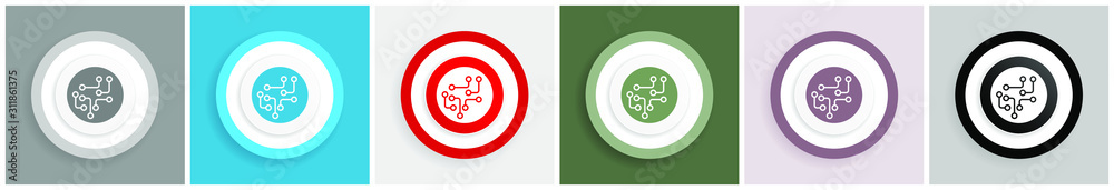 Poster Circuit icon, technology, chip, processor vector illustrations in 6 colors options for web design and mobile applications in eps 10