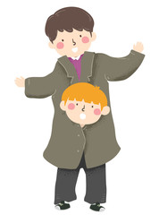 Kids Boy Pretend Tall Adult Clothes Illustration