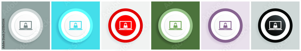 Poster Help icon, call service, support vector illustrations in 6 colors options for web design and mobile applications in eps 10