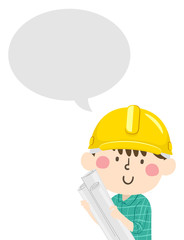 Kid Boy Construction Engineer Speech Bubble