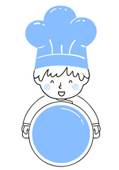 Kid Boy Chef Hold Pot Illustration