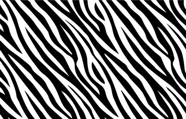 Fototapeta na wymiar Zebra print, animal skin, tiger stripes, abstract pattern, line background, fabric. Amazing hand drawn vector illustration. Poster, banner. Black and white monochrome 