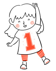 Kid Girl Number Illustration